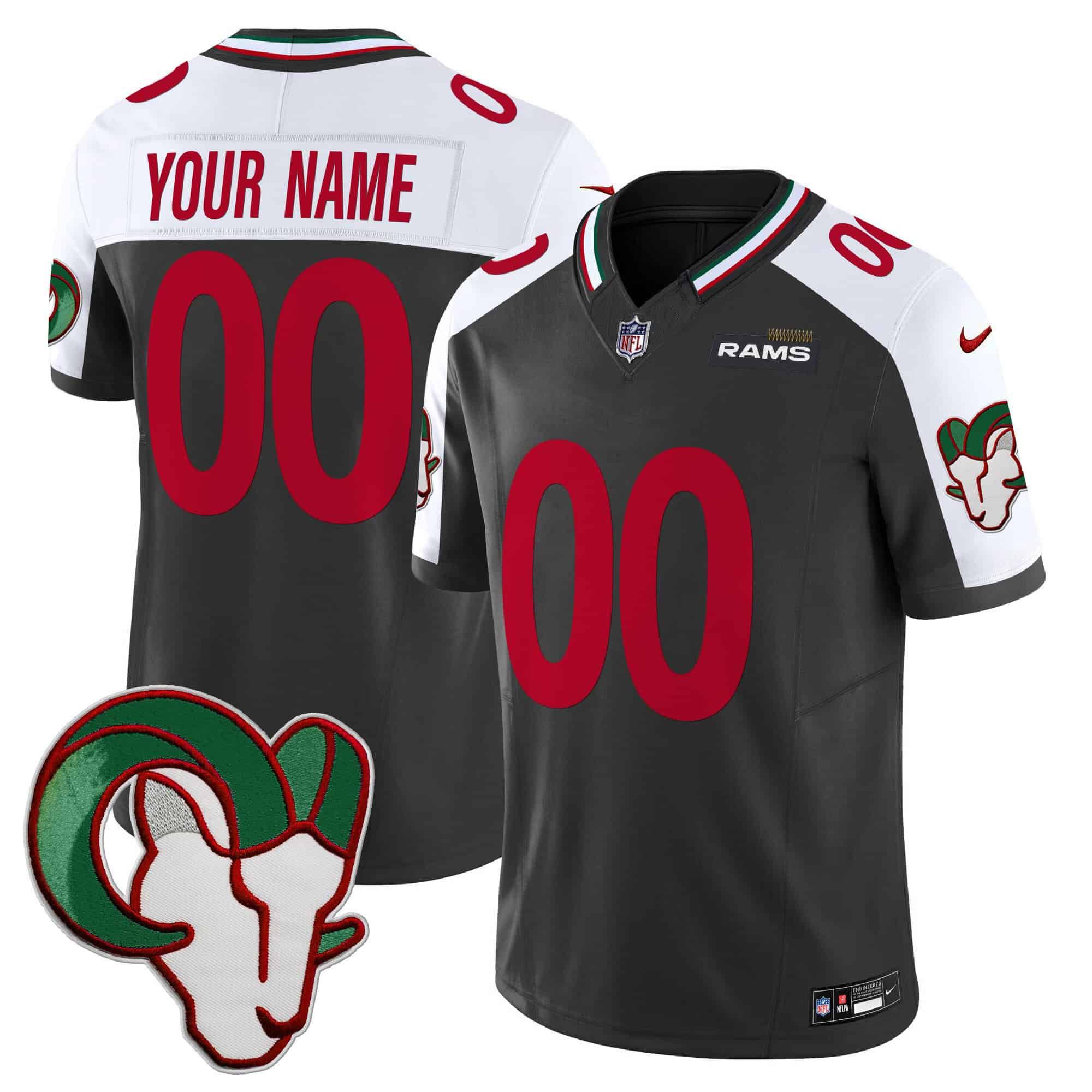 Men Los Angeles Rams Black 2024 Nike Mexico Vapor Limited Custom NFL Jersey style 1